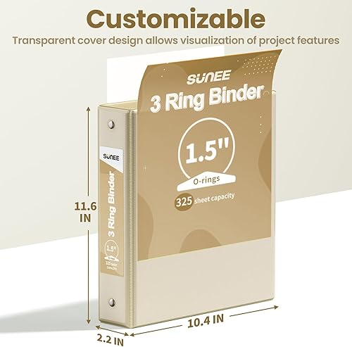 Vista 33 de SUNEE Carpeta de 3 anillos de 1 pulgada, paquete de 4 carpetas Clear View de 1 pulgada, tres anillos sin PVC (se ajusta a 8.5 x 11 pulgadas)