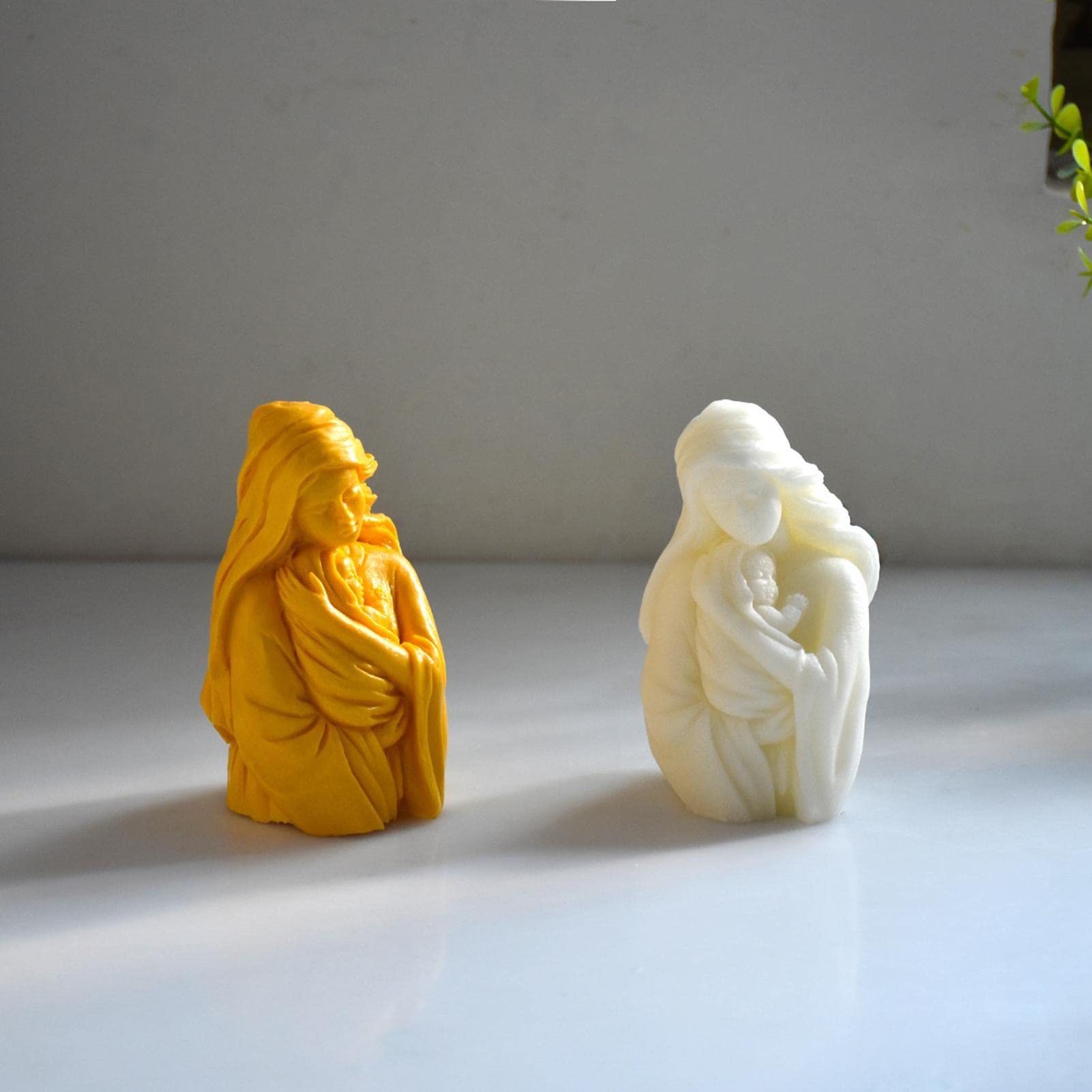 Moule Silicone Mère Et Enfant Pour Bougies Et Résine - Figurine Madonna Bébé Jésus