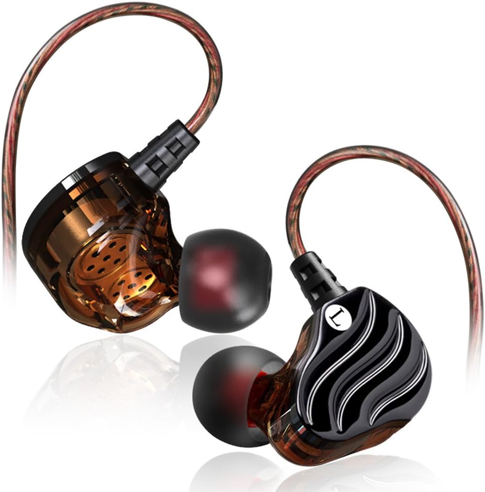 In-ear Earbuds, Leagway Quad-core Dual Dynamic Driver Earphones With Mic and Volume Control, Heavy Bass Subwoofer HiFi Headset Stereo Sports Headphones for iOS and Android Computer PC Tablet (Black)