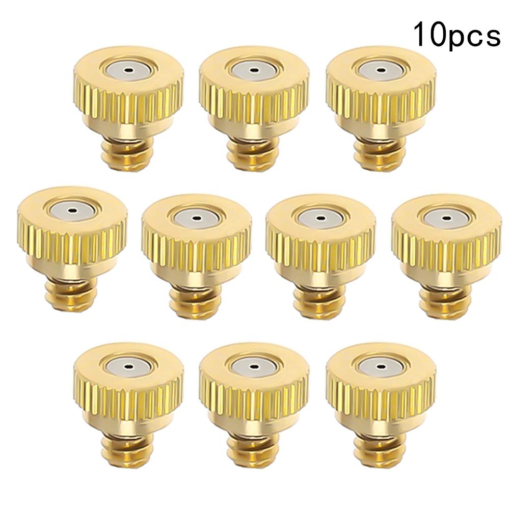 MroMax Lot de 10 buses de brumisation en laiton - Filetage 3/16 - Diamètre de l'orifice de 0,8 mm - Têtes de rechange pour système de refroidissement extérieur, serre, aménagement paysager, contrôle