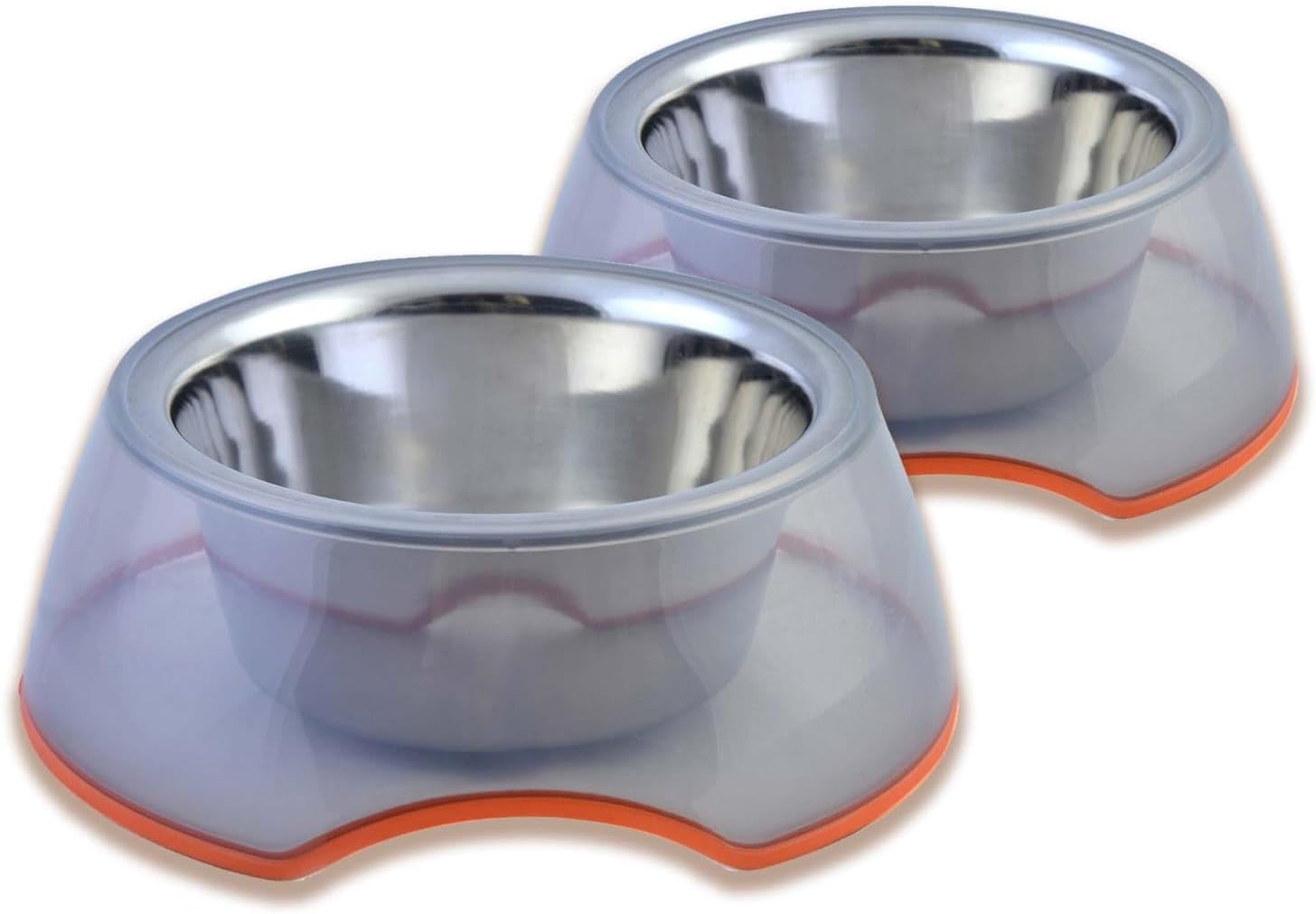Stainless Steel Dog Bowls | Cat Bowls with Pellucid Transparent Plastic (2Pcs) - Non Tip Anti Skid Large Dog Water Bowl | Cat Water Bowl - Dishwasher Safe - 30oz / 900ml – 16.5 cm (Green)