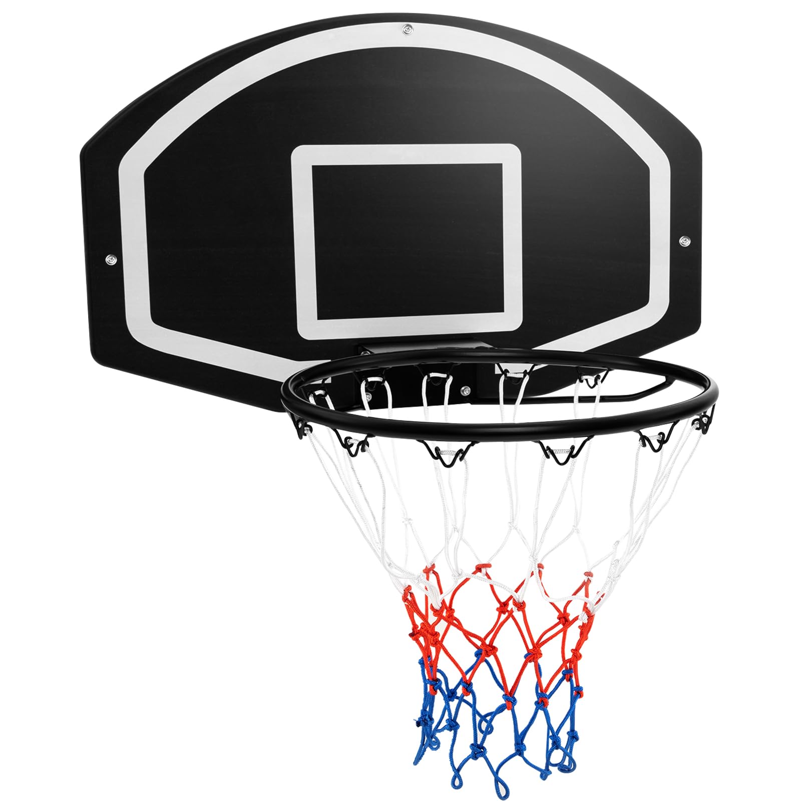 COSTWAY Tabellone Basket da Muro per Bambini e Adulti, Canestro da Basket a Parete con Tabellone Antiproiettile da 72 x 45,5 cm, Rete Anti-vento e Accessori Completi