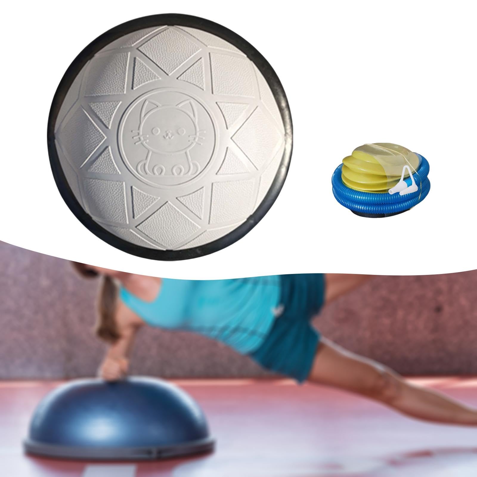 Harilla Balance Ball per Esercizi con Base Semisferica Antiscivolo Pompa E Struttura Solida per Allenamento Equilibrio Casa Palestra, Grigio