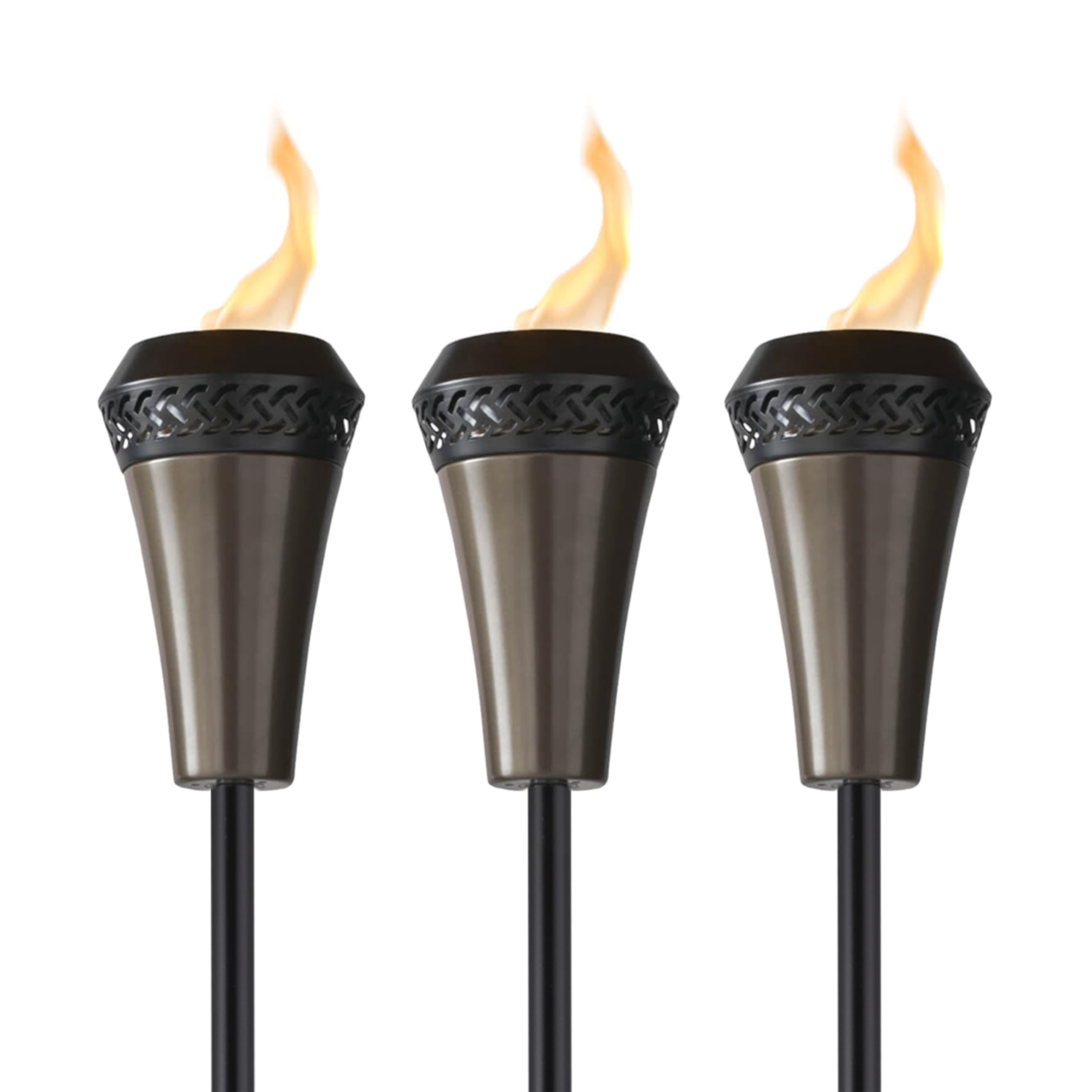 TIKI® Brand Island King® Outdoor TIKI Torches, 65-Inch Gunmetal Finish and Brown, Perfect for Patio & Backyard Décor, Pack of 3