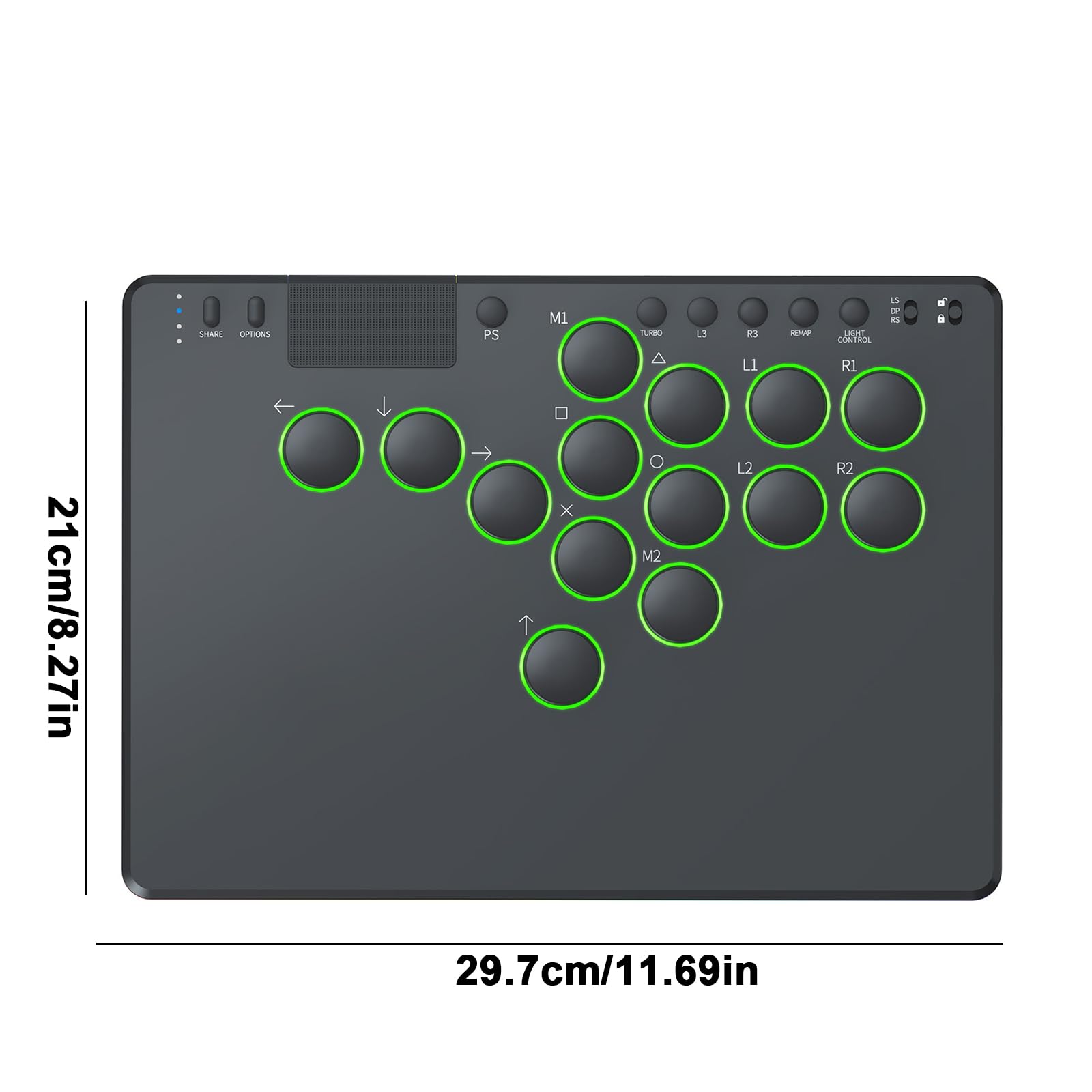 Kexpery Controller Arcade senza Leva 14 Tasti RGB per Console PC Supporta Cambiamento a Caldo per Switch PS4