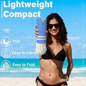 Widdonen Thin Turkish Beach Towel Lightweight Quick Dry Absorbent Cotton Bathroom Bath Pool Swim Towels Extra Large Oversized Sand Free Beach Accessories Essentials Cloud Gifts for Adult