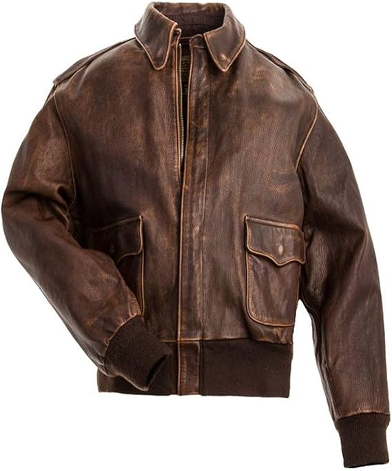 Leatherly Men's A2 Distressed Brown Leather Jacket5xl Amazon.co.uk