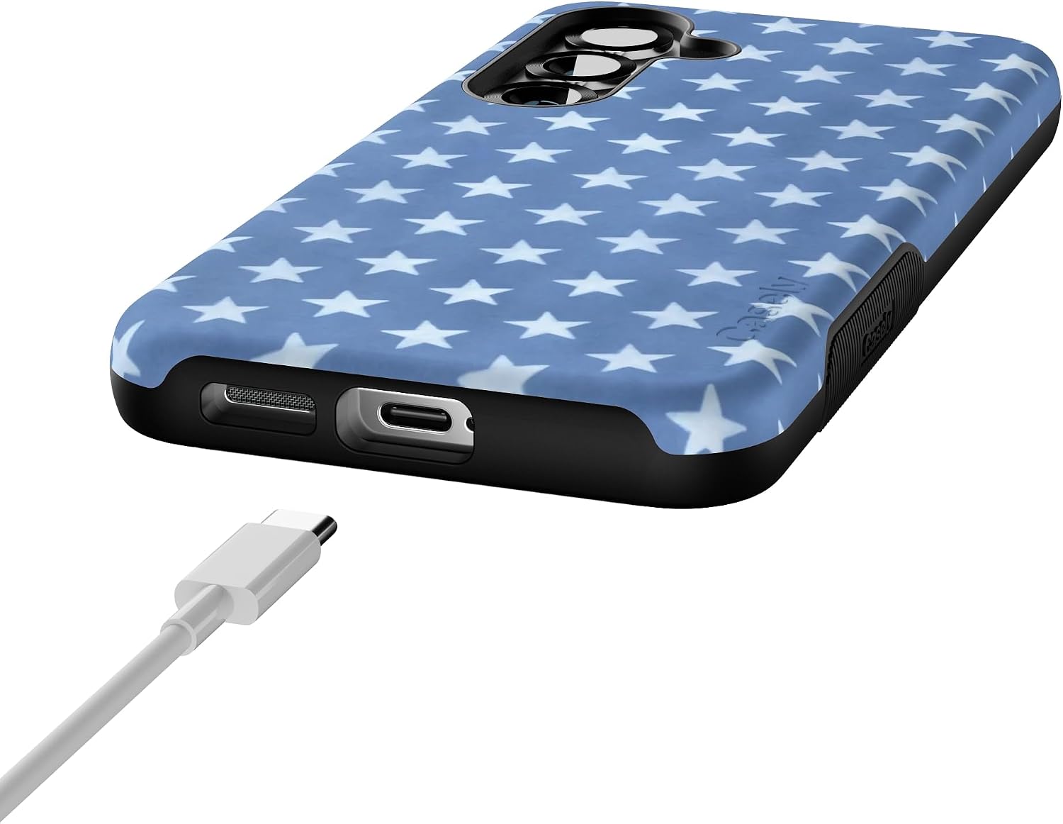Casely Galaxy S25 Case | Coastal Blues | Denim Stars | Bold Protective Design | Compatible with MagSafe