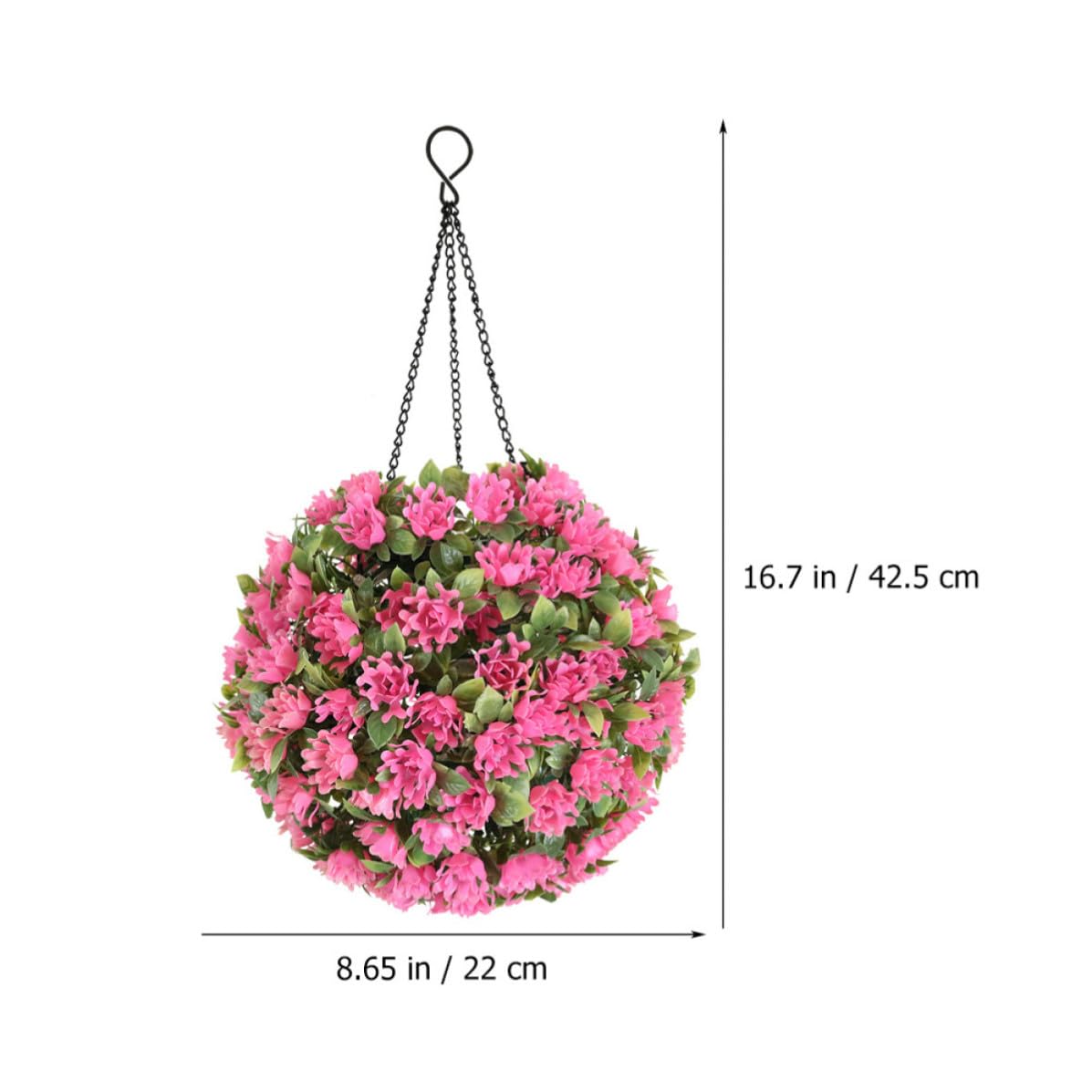 Mikinona Lampada Solare da Giardino a Sospensione Rosa Fiori, Sfera Decorativa in Plastico per Esterno, Luce Continua 6-12 Ore, per Decorazione Giardino e Matrimonio