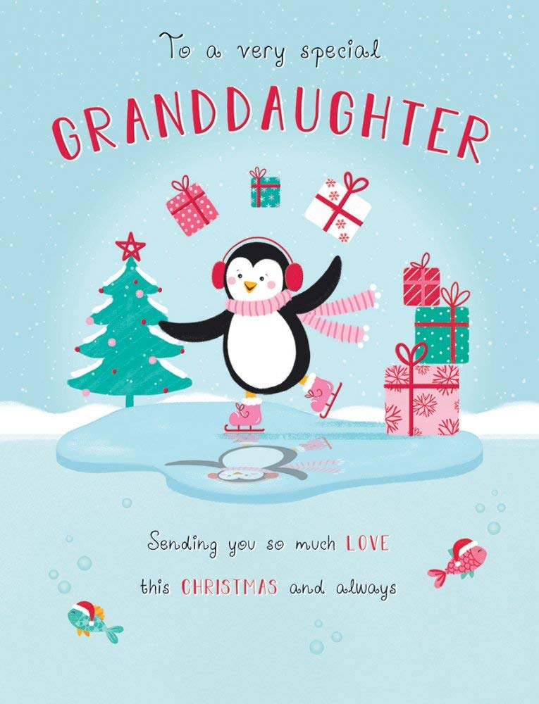 Piccadilly Greetings Character Christmas Card Granddaughter - 8 x 6 inches