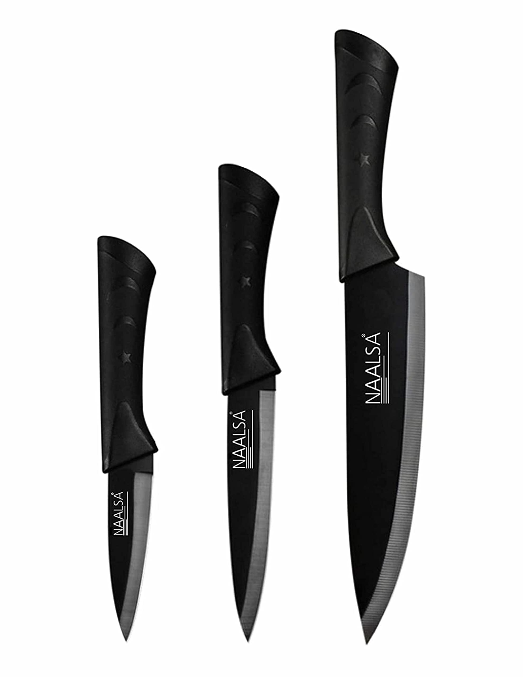 NAALSA - Riya 3Pc Knife Set Fruit/Paring Knife, Utility Knife, Chef Knife 1.8mm Thickness Stainless Steel Professional Kitchen Vegtable Knives with Non Stick Coating PP and TRP Handle (3PC Set) (B09TPCFNYW) Amazon Price History, Amazon Price Tracker
