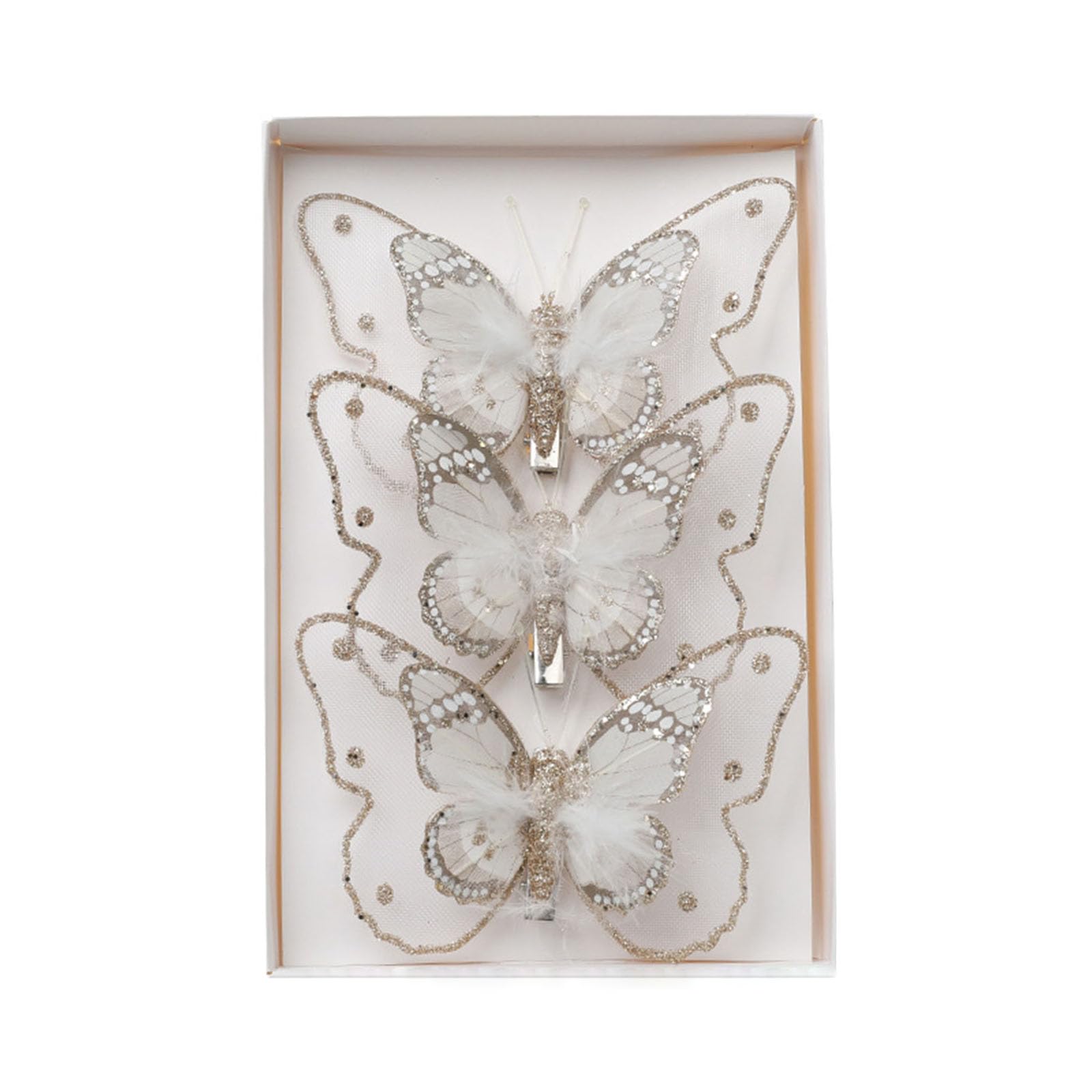 Stylish Holiday Butterfly Ornament Delicate Butterfly Christmas Hanging Decorations with Clip for Tree and Wreath Hanging Clip
