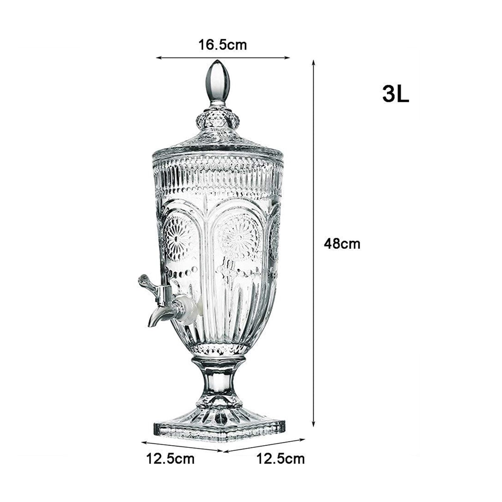 Vnook Distributeur de Boissons en Verre Cristal, avec Bouteille en Verre for Robinet d'eau | Boîte de jus de fruits de grande capacité, pot d'eau froide transparent, réservoir de jus