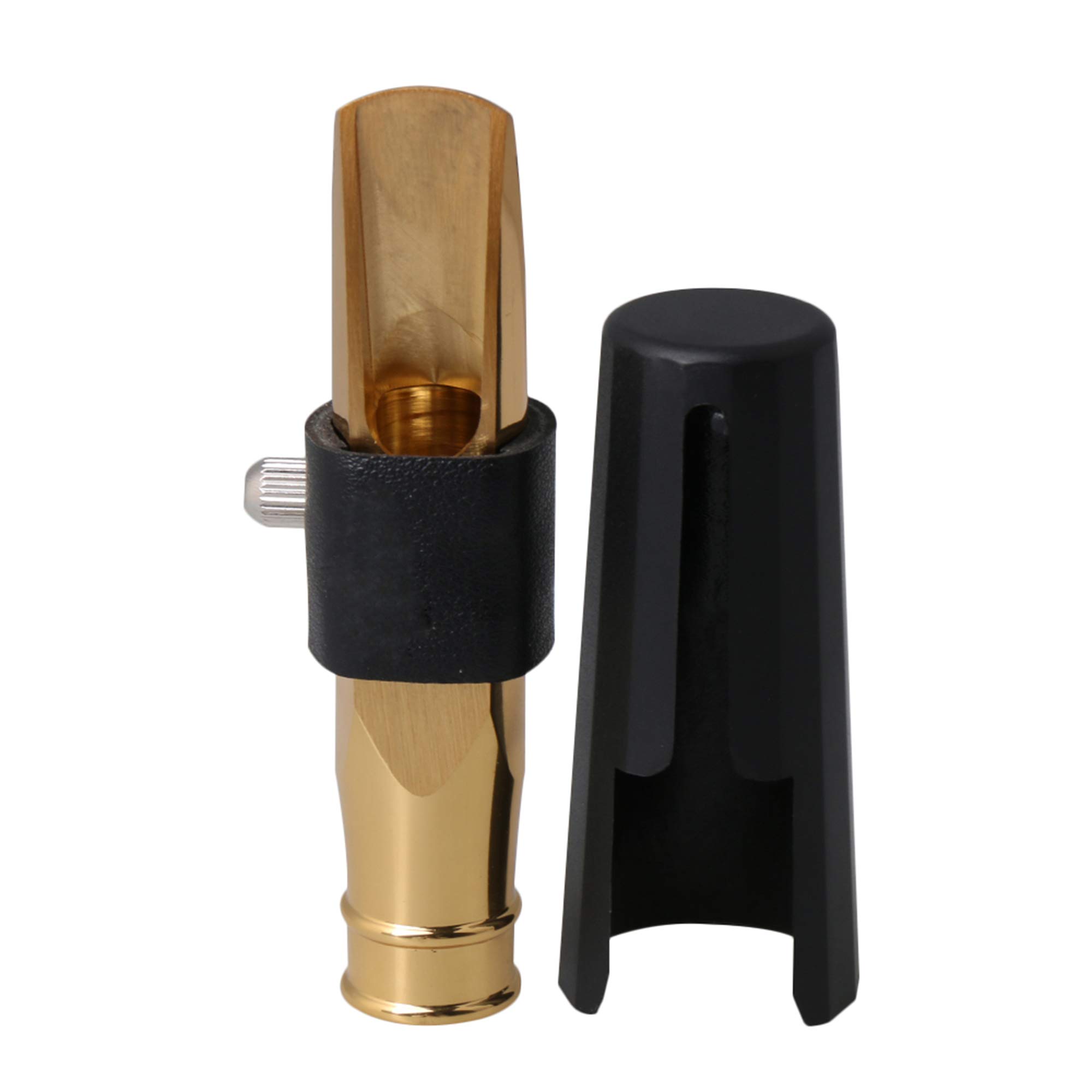 Bocchino placcato in oro dorato per sax tenore in si bemolle 9# con cappuccio a clip in pelle PU