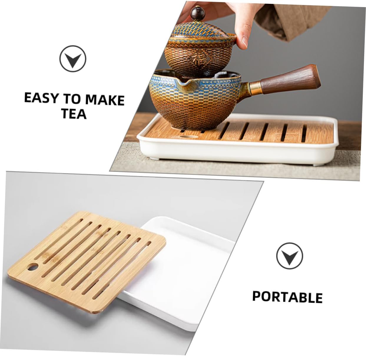 IMIKEYA Elegant Rotating Tea Maker Tea Service Set Ceramic Rotatable Teapot Portable Cups for Home Office Travel