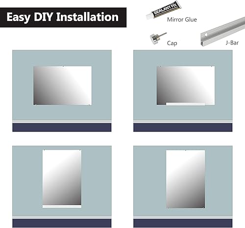 Miniatura 3 de haa Espejos de actividad sin marco montados en la pared (48 x 32 pulgadas) para gimnasio en casa, gran cuerpo completo, vidrio templado con respaldo