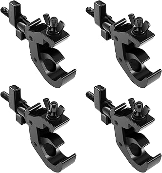 MFL. Heavy Duty Truss Clamp, 330 lb Aluminum Alloy DJ Light Clamps, Fits 1.5-2.0 Inch Truss for Stage Lighting Projector Par Lights, TUV Certificated ID: 50393001, Black, Pack of 4