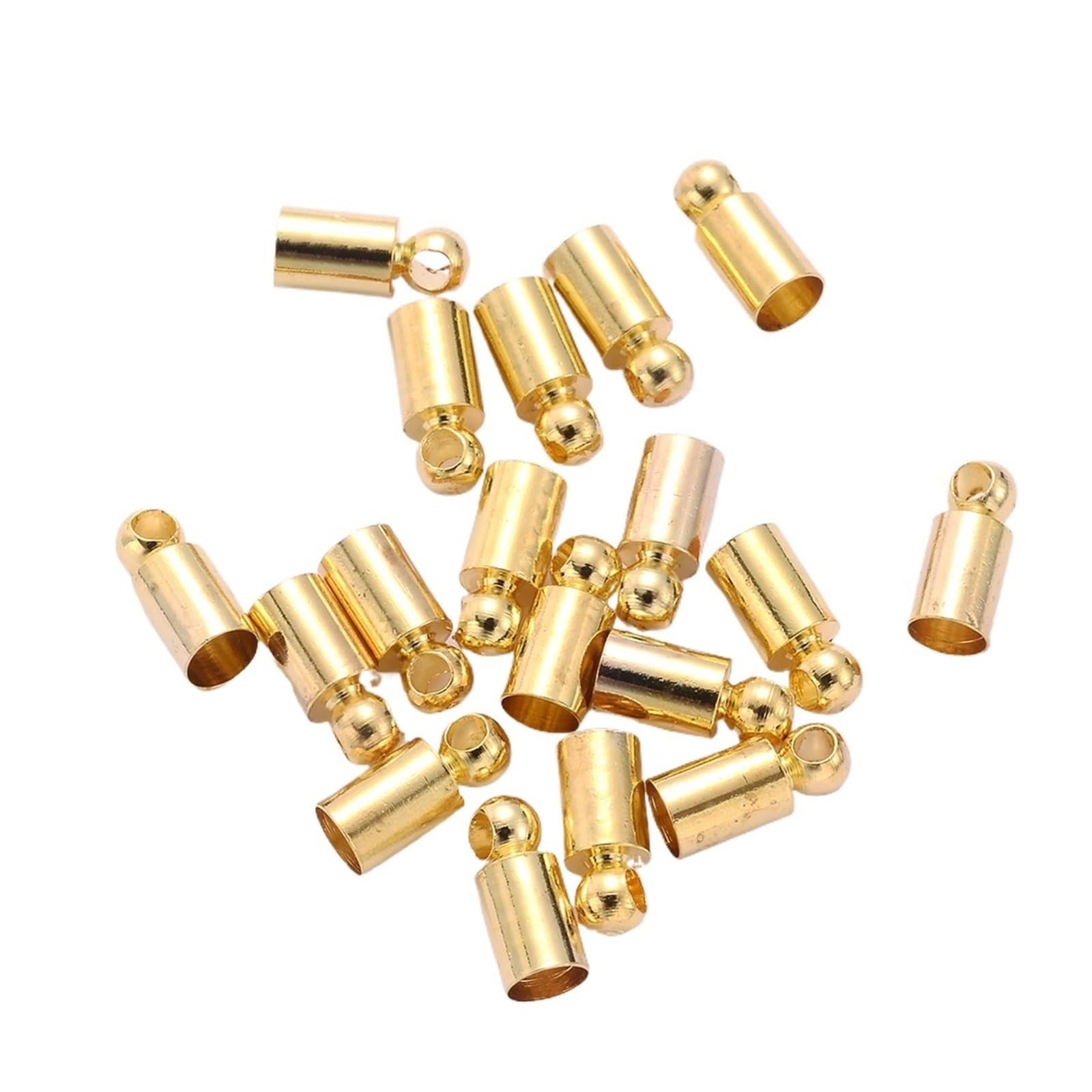 WEKONUMEX Rope Stoppers, Rope Stoppers End Tip Caps Pack Of 50 Multicolor 2-10mm Metal Cord Beads Jewelry Making DIY(Gold,Diameter 3.5mm)