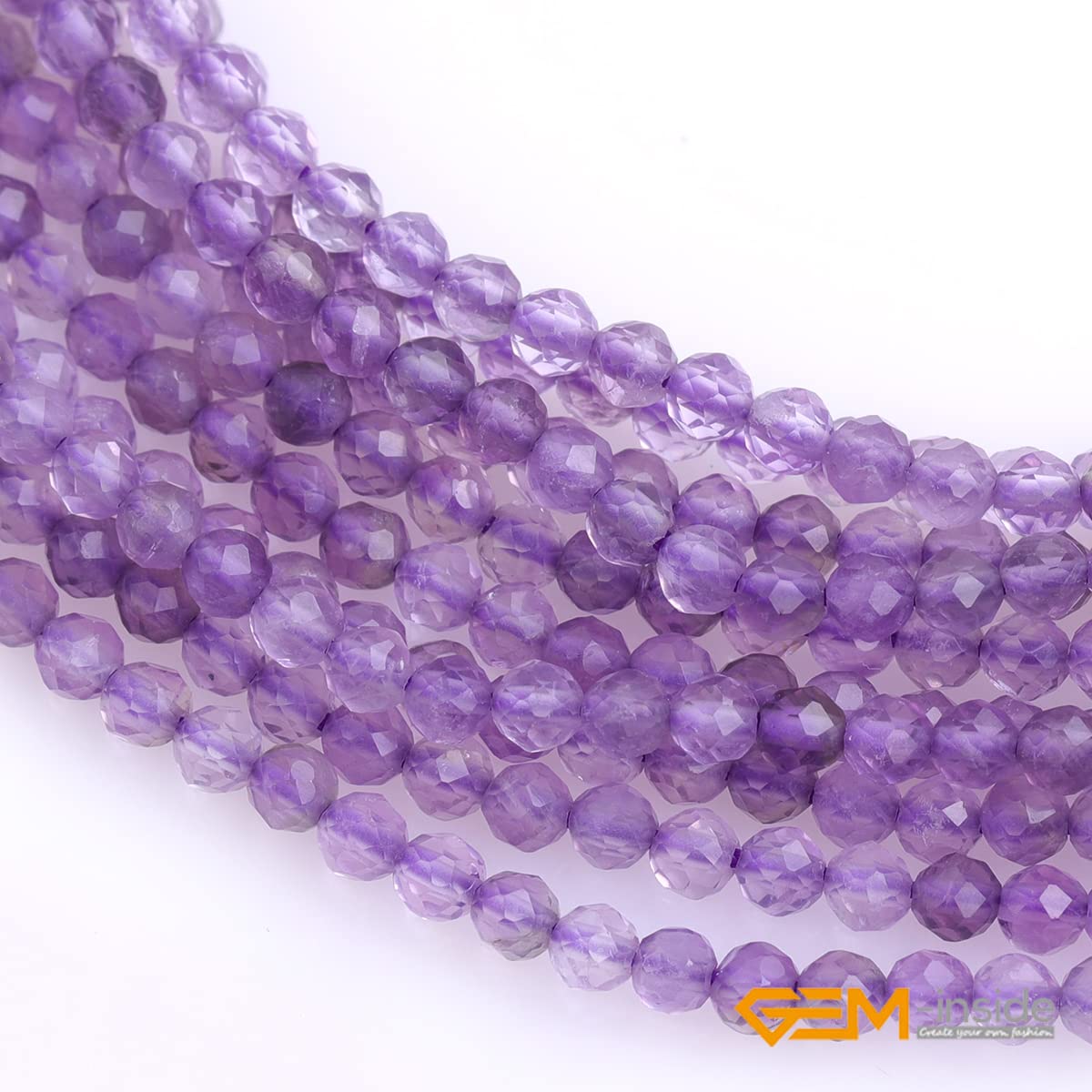 Gem-Inside 2mm Natural Purple Amethyst Real Crystal Gemstone Faceted Spacer Beads for Jewelry Making Strand 15'' - Image 2