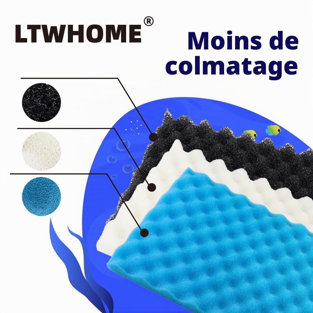 43 x 28 cm Mousses Filtrantes de Rechange Convient pour Filtre de Bassin Épaisse, Moyenne et Fine Petites (Paquet 3 Ensembles)