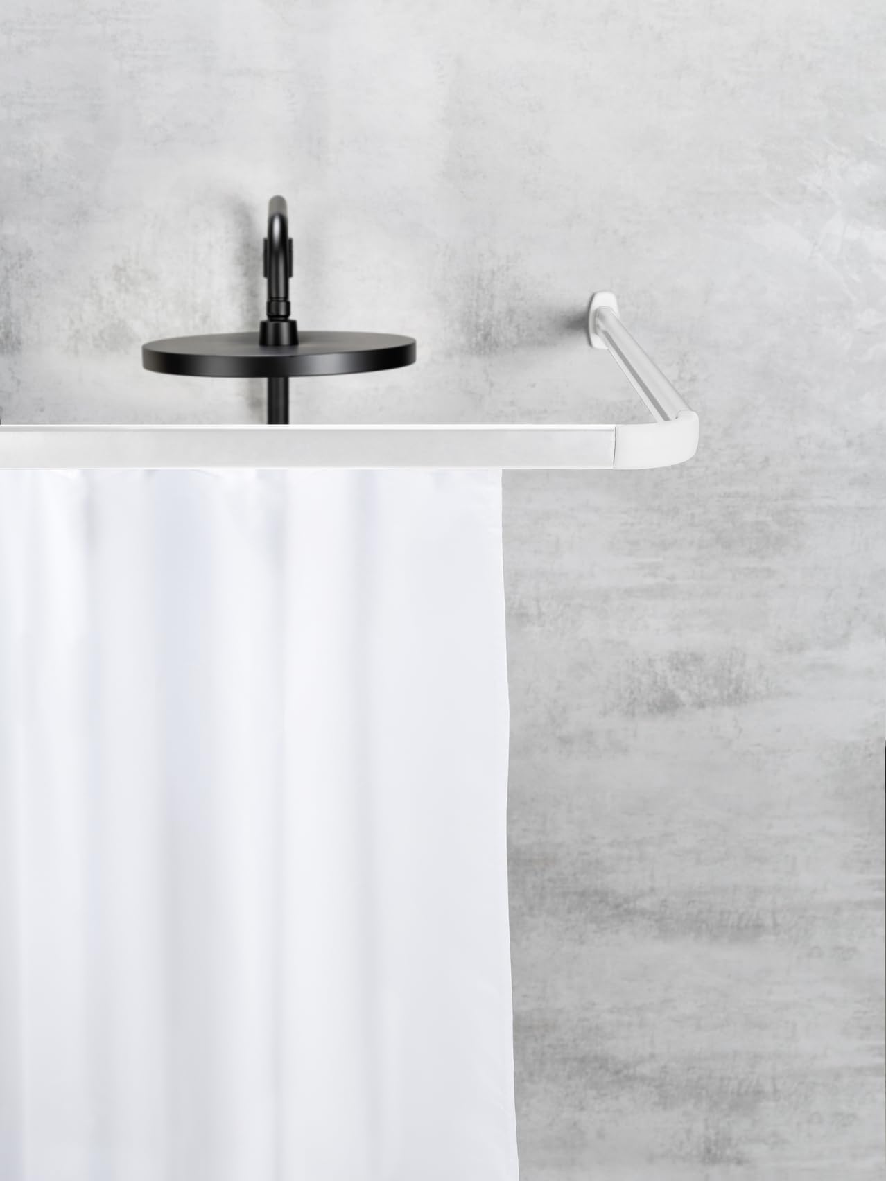 WENKO Winkelschiene Era, Winkelstange aus Aluminium für Duschvorhang, flexibel in L- und U-Form anzubringen, inkl. Gleiter, Weiß