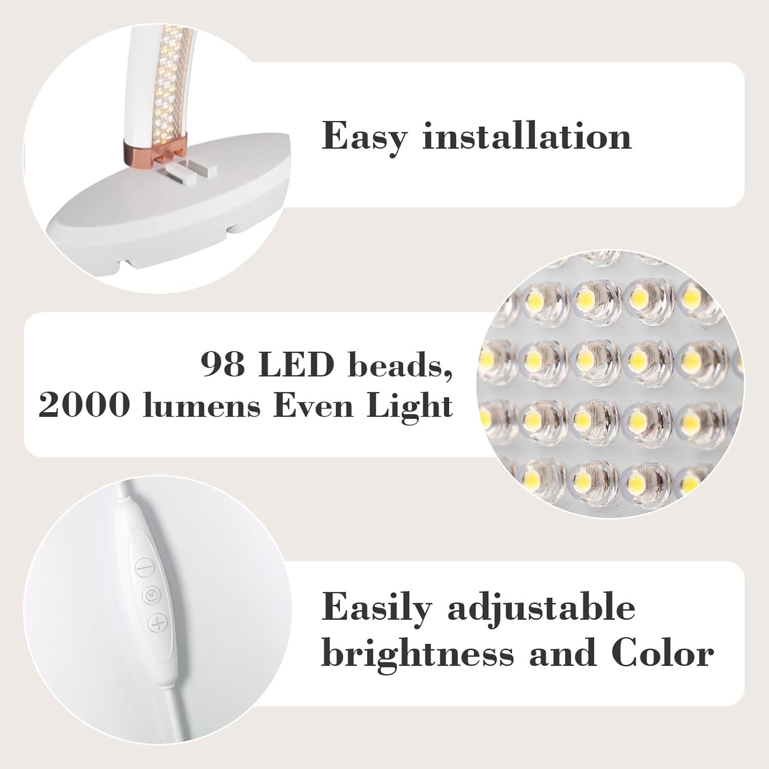 BZJ 16-Inch Half Moon Nail Light for Desk Portable Nail Art Table Lamp with Adjustable Brightness and Color Temperature for Beauty Eyelash Extensions Tattoo Crafts