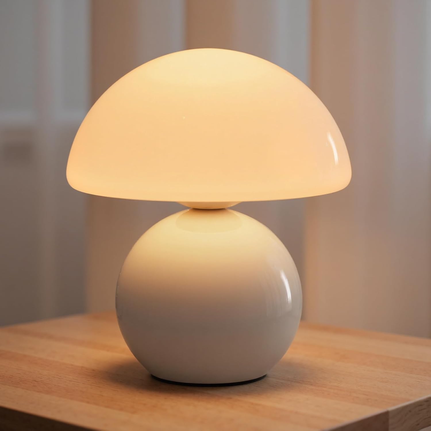NIORSUN Wireless Mushroom Lamp,Table Lamp for Bedroom, Portables Cordless Lamps,Wireless lamp,Small Bedside Table Touch Lamps for Living Room,Mini Mushroom 5200mAh Battery Operated Lamp Modern (White)