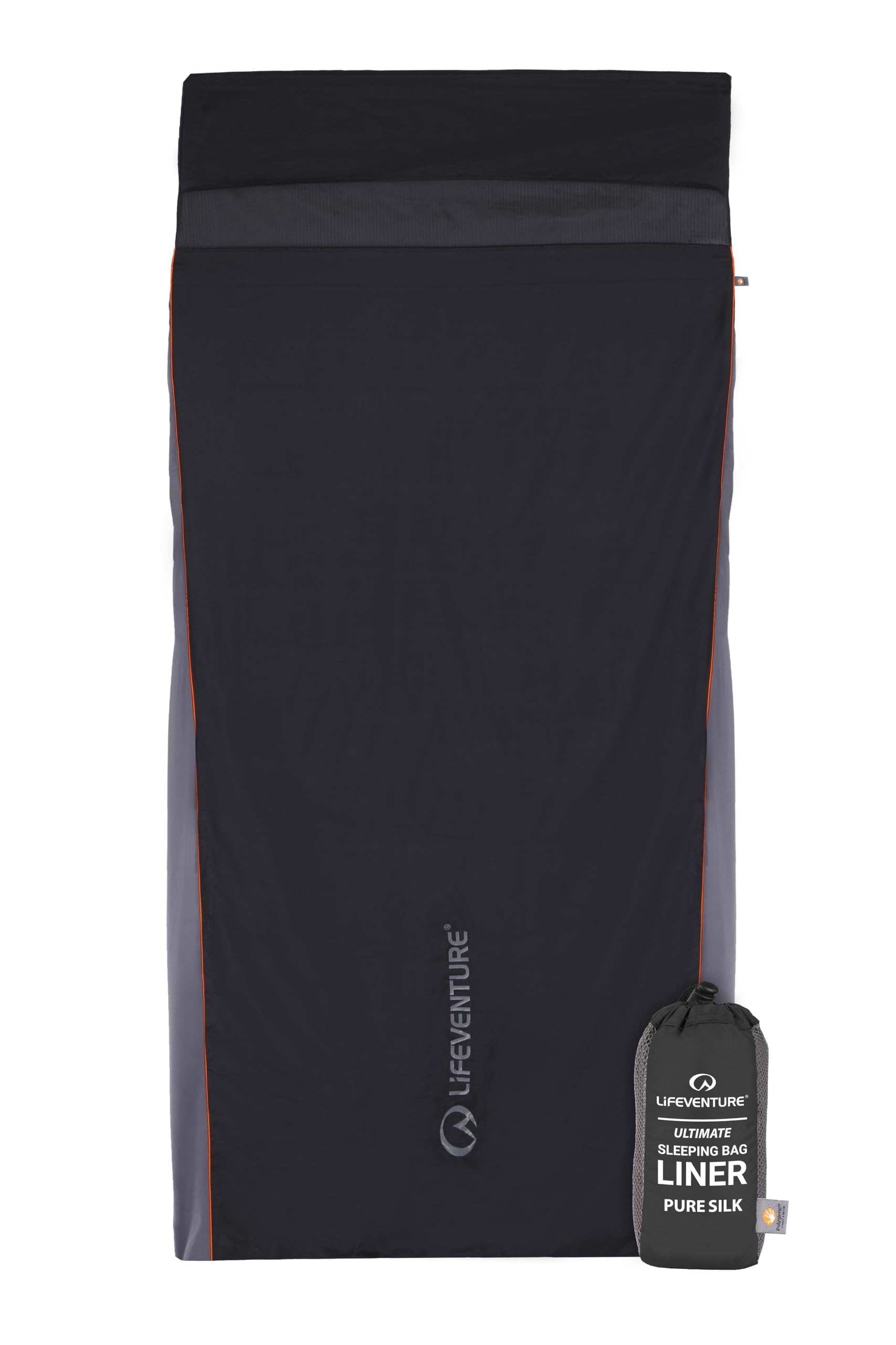 Lifeventure 100% Silk Ultimate Sleeping Bag Liner | Travel and Camping Sheet with Polygiene® to Use Alone or to Add Warmth to Sleeping Bag | Lightweight from 160g and Small Pack Size (Rectangular)