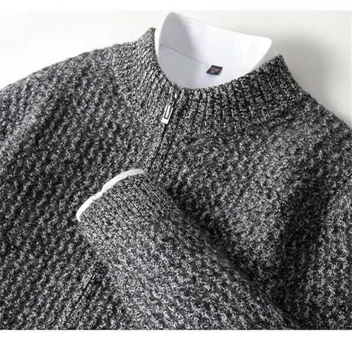Mens Stand Collar Cardigan Sweater Full Zip Casual Slim Fit Long Sleeve Knitted Sweater Loose Mens Cardigan Sweater3