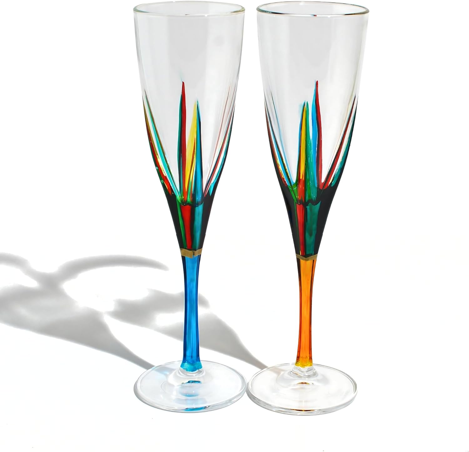 Italian Crystal Champagne Flutes, Set of 2, 6 Ounce Capacity, Fusion Collection, Wedding Glasses for Bride and Groom, Ideal for Home Bar or Special Occasions, Made In Italy