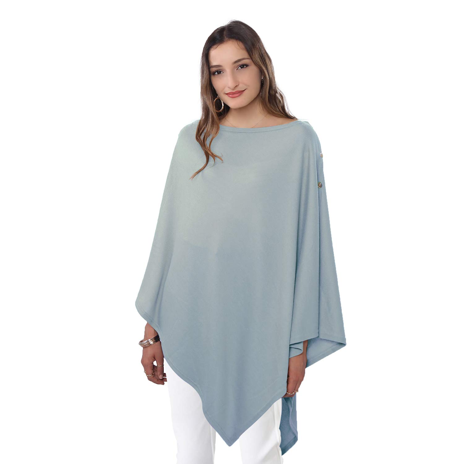 DiaryLookLadies Button Cashmere Feel Multiway Poncho Shawl Scarf Wrap for Women