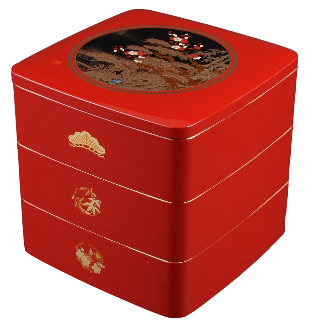 Amazon｜まえじゅう漆器 松竹梅 6.0 都三段重(R) 7R-616｜重箱
