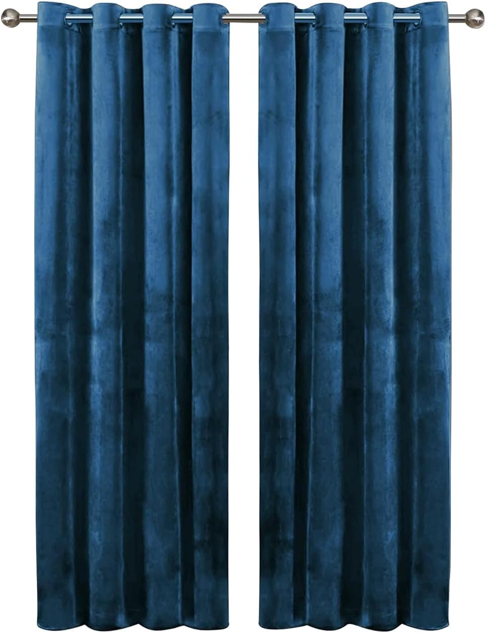 Aspire Homeware Navy Eyelet Curtains 66X54 (2 Panels) With Tie Backs - Fully Lined Velvet Curtains For Bedroom, Window Curtain For Living Room (168Cm X 137Cm)