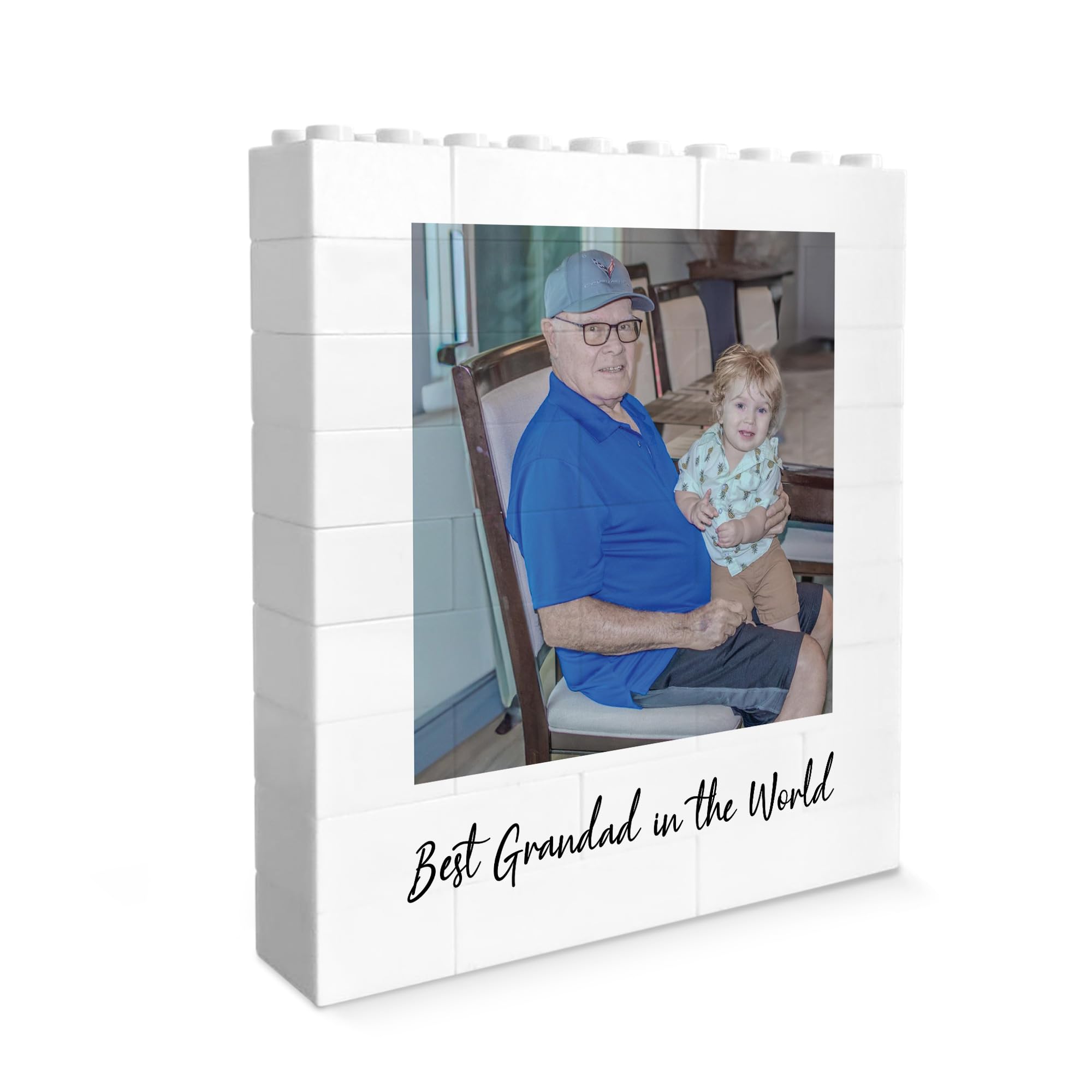 Red Ocean Personalised Best Grandad Brick Photo Block Gift for Grandad Building Block Puzzle Gift For Him Fathers Day Birthday From Granddaughter Grandson