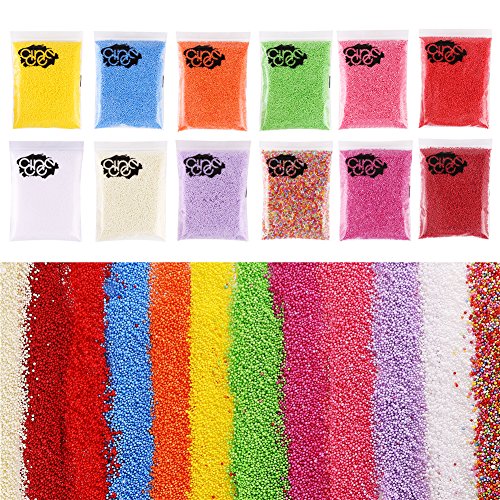 DECORA 240000 Pieces 2-3mm Mini Foam Balls Rainbow Foam Beads Decorative Slime Beads for Slime Doll Vase Filling 12 Pack