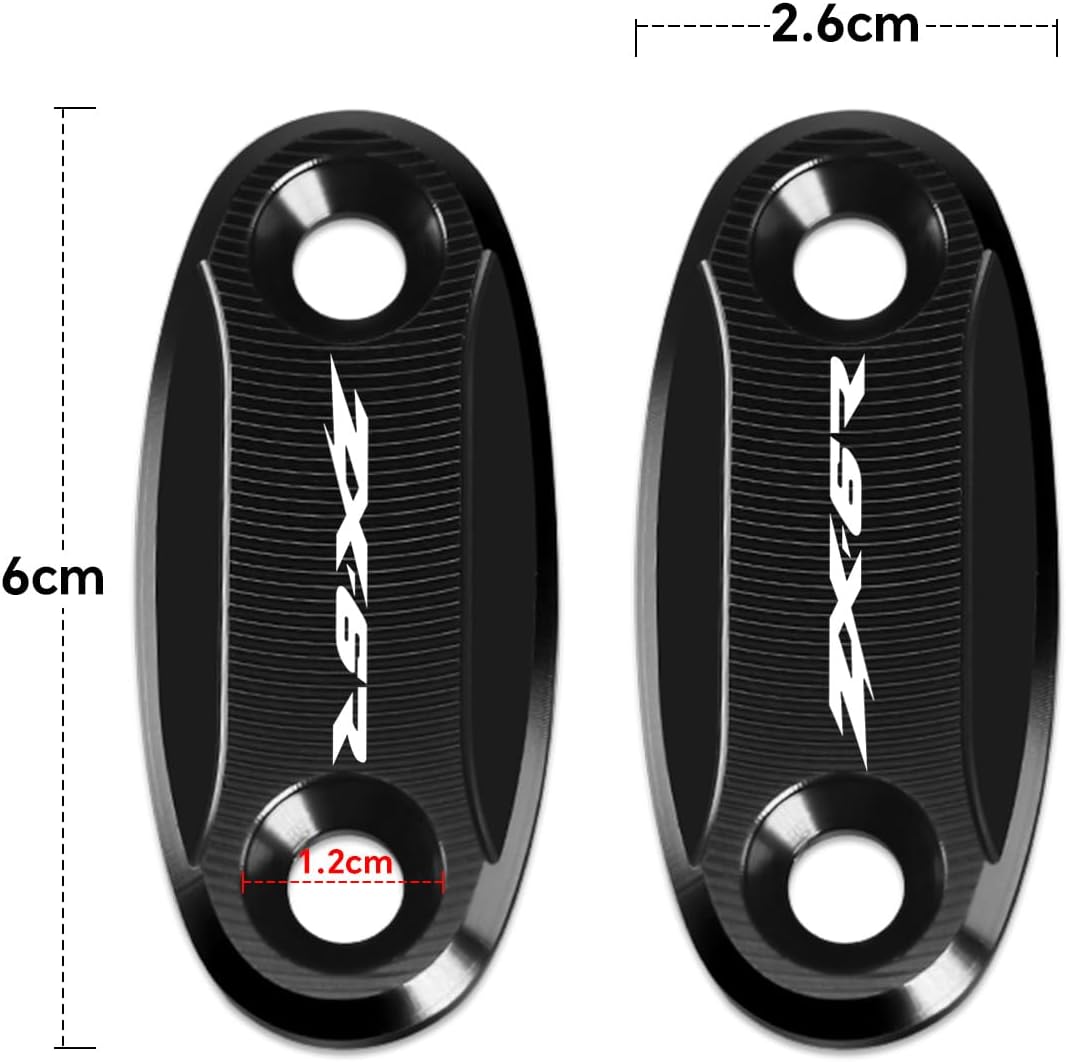 MFGZD For ZX6R Motorcyle Mirror Block Off Base Plates,2 PCS CNC Aluminum Mirror Block Off Plates Compatible with Kawasaki ZX-6R 2005-2008