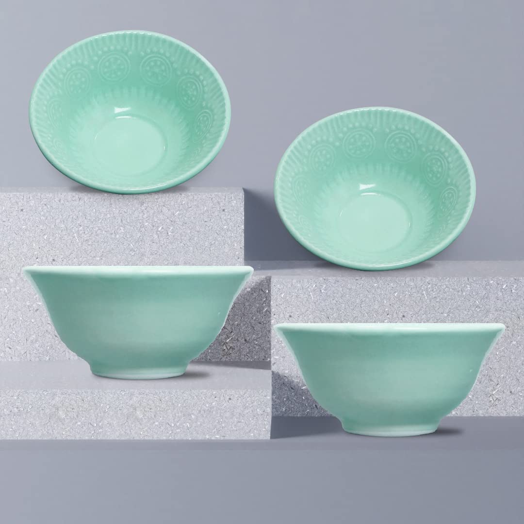 Buy The Earth Store Pastel Carve Green Ceramic Vegetable Bowls, Cereal
