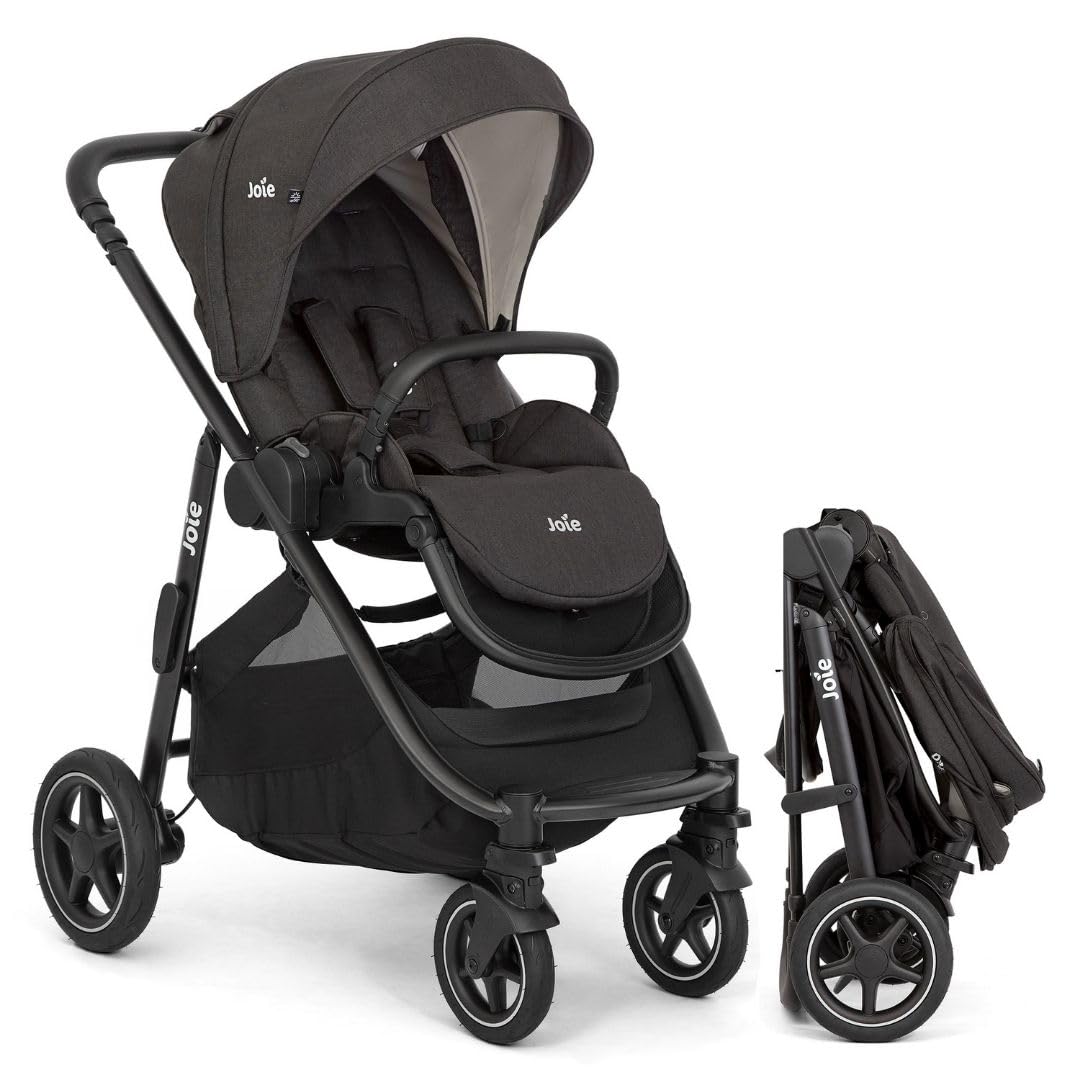 Joie Versatrax Passeggino Reversibile 22 kg Travel System - Shale | Spinotto Telescopico, Funzione Sdraiata, Ammortizzato, Include Adattatore e Parapioggia, Pacchetto Accessori XXL