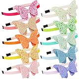 10 Pcs Butterfly Headbands For Girls,Glitter Headband 3.5 Inch Cute Bow Rainbow Head Band Diademas...