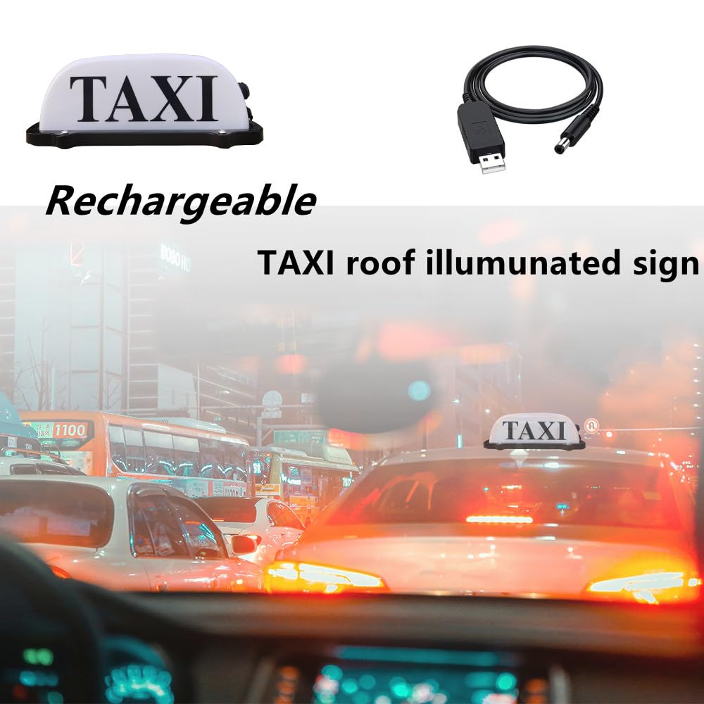 Luz De Señal De TAXI Para Techo De Coche, Luces De TAXI Recargables, Iluminación De TAXI Impermeable Sellada Con Base Magnética, Luz De Señal De TAXI AZUL/ROSA/VERDE/BLANCO (WHITE)