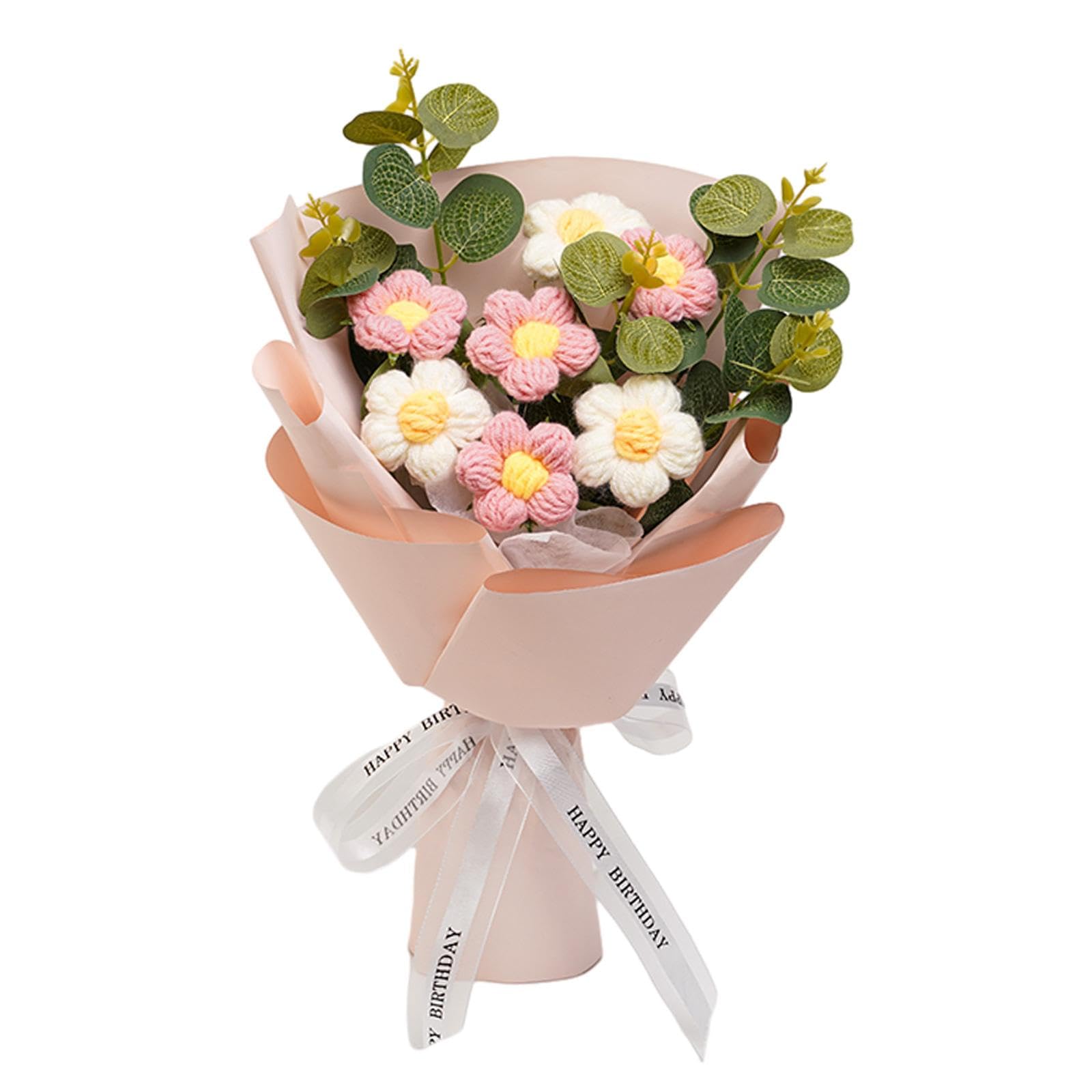 ATORSE® Crochet Flower Bouquet Mother'S Day Decoration For Wedding Thanksgiving Gift Pink-picture-14