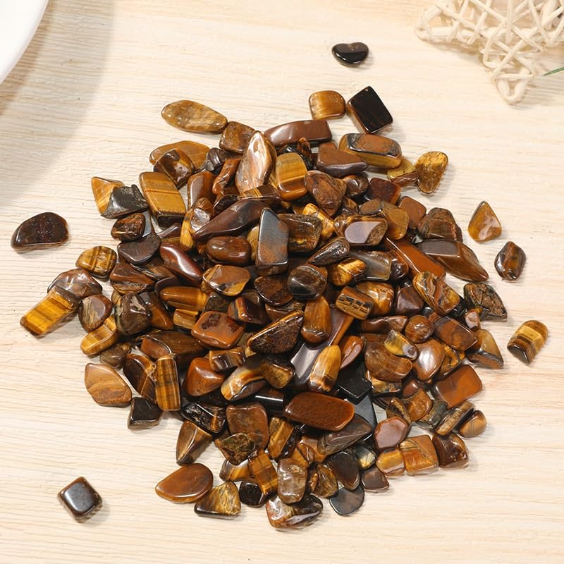 Piedras Decorativas, Piedra triturada de Ojo de Tigre Natural for pecera, decoración de Maceta, espécimen Mineral de Varios tamaños(9-12mm1000g)