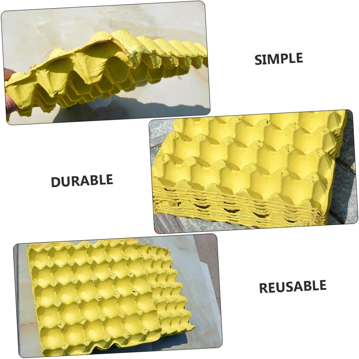 10pcs Yellow DIY Egg Storage Trays Household Egg Containers Paper Pulp Holder Rack for Refrigerator Kitchen Organizer