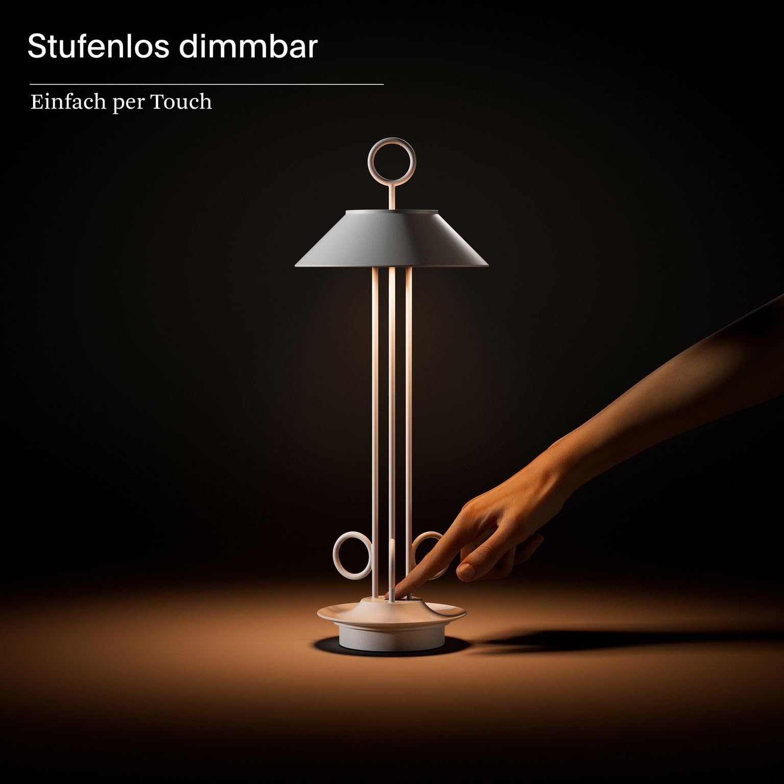 SIGOR Nudiderot - Dimmbare LED Akku-Tischleuchte Indoor & Outdoor, IP54 spritzwassergeschützt, Höhe 42,5cm, aufladbar mit Easy-Connect, 12 h Leuchtdauer, kupferfarben
