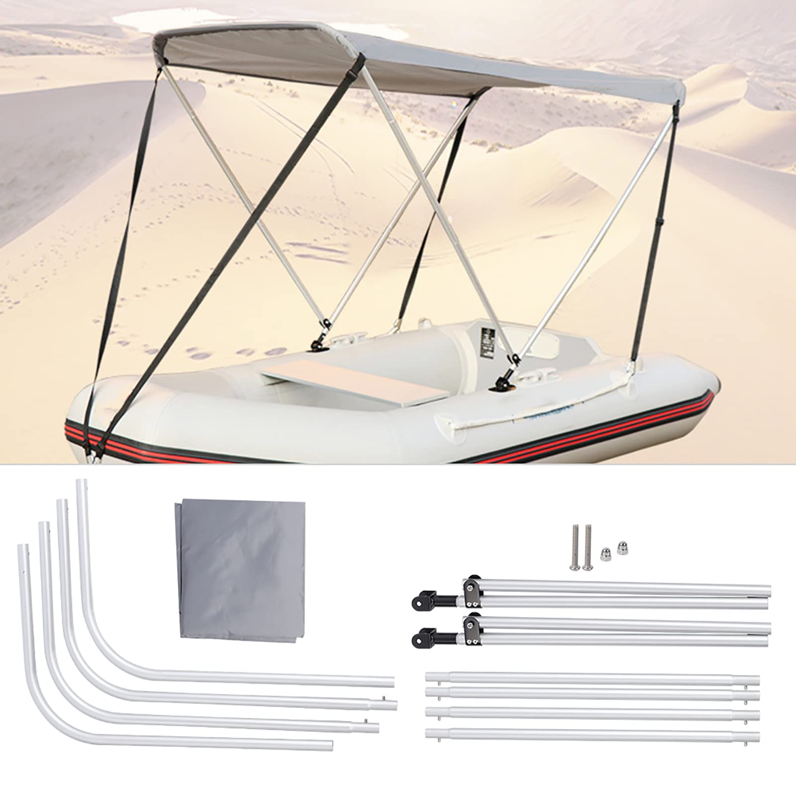 Parasole per Barca Bo Asta in Lega di Alluminio 210D Parasole in Tessuto Oxford Rivestito per Gommone Canoa Kayak Barca