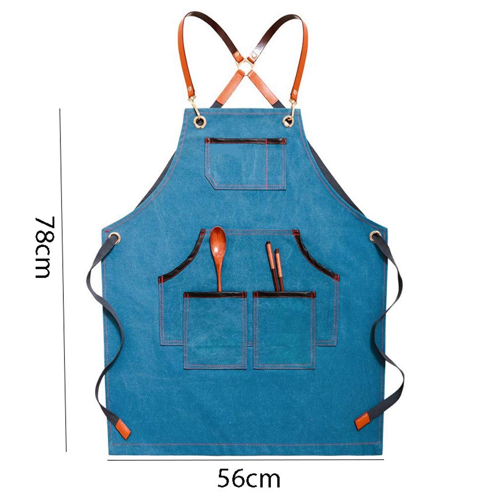 Genérico Delantal De Lona, ​​Delantal Multiusos para Herramientas, Tirantes Cruzados Ajustables, Hombreras Acolchadas, Apto Tanto para La Cocina como para La Carpintería (White)