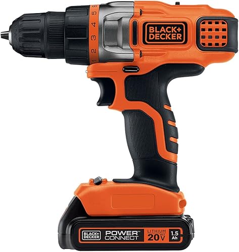 BLACK+DECKER 20V MAX Taladro/desarmador inalámbrico con batería y cargador, luz de trabajo LED (LDX220C)