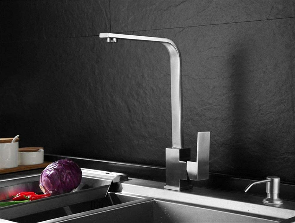 Robinet de cuisine carré mitigeur évier en acier inoxydable Sus304