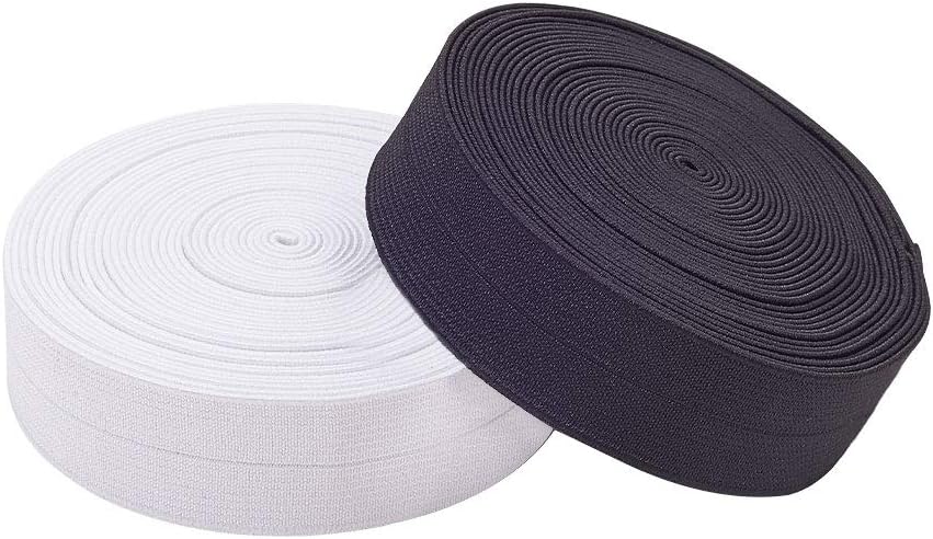 BENECREAT 11 Yard/10m 25mm Wide White and Black Foldover Elastic Stretch FOE Elastic Ribbon for Hairbands Hair Ties and Bows - Image 3