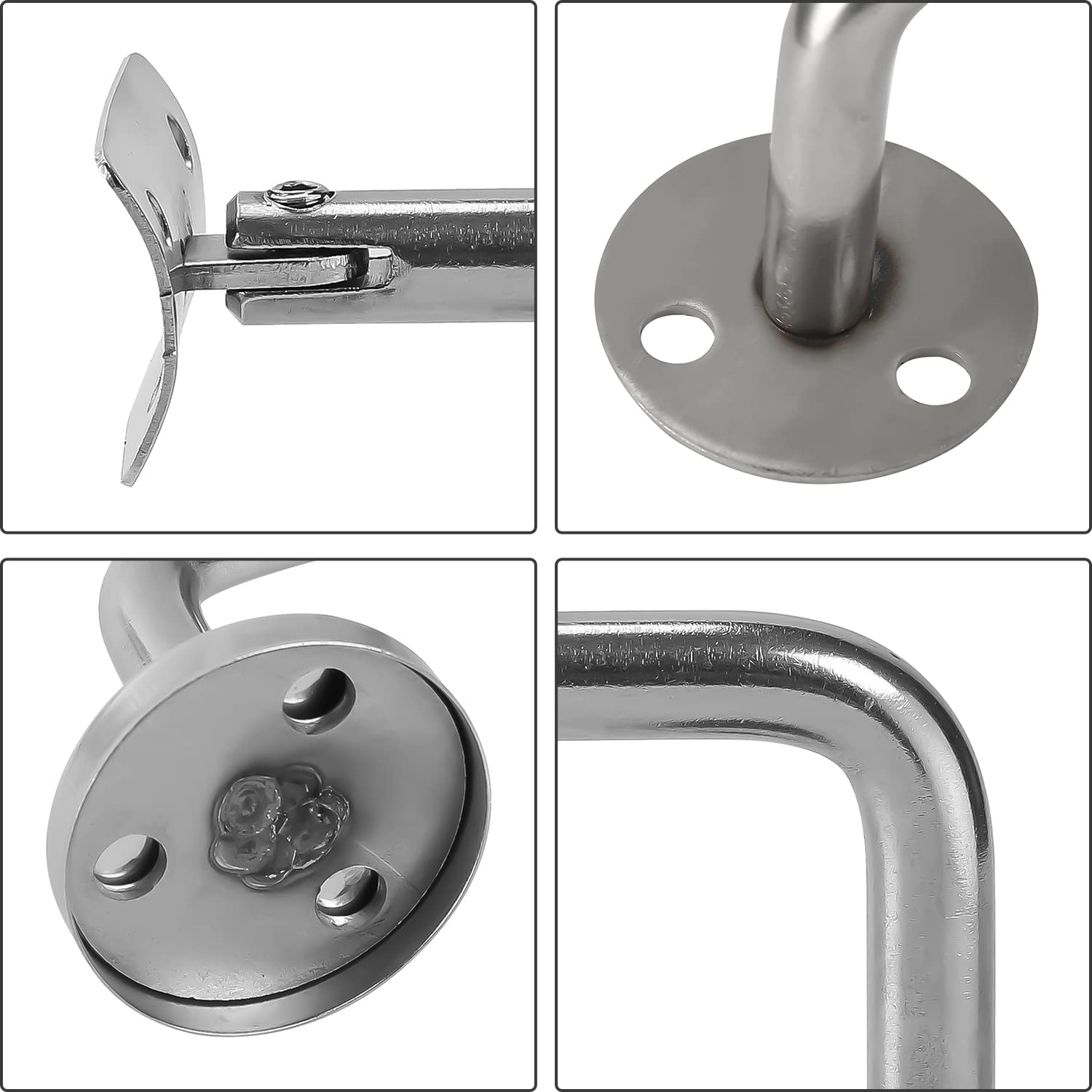 Sonnewelt 10 soportes para pasamanos de acero inoxidable, diámetro de 50, soporte para pasamanos de pared, soporte para pasamanos de pared, fijación para montaje en pared/soporte (plata) (18549ssew)